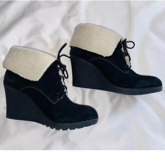 MIA Darcey Wedge Boots - Women's Size 8 M - Sherpa Trim‎ - Picture 3 of 11